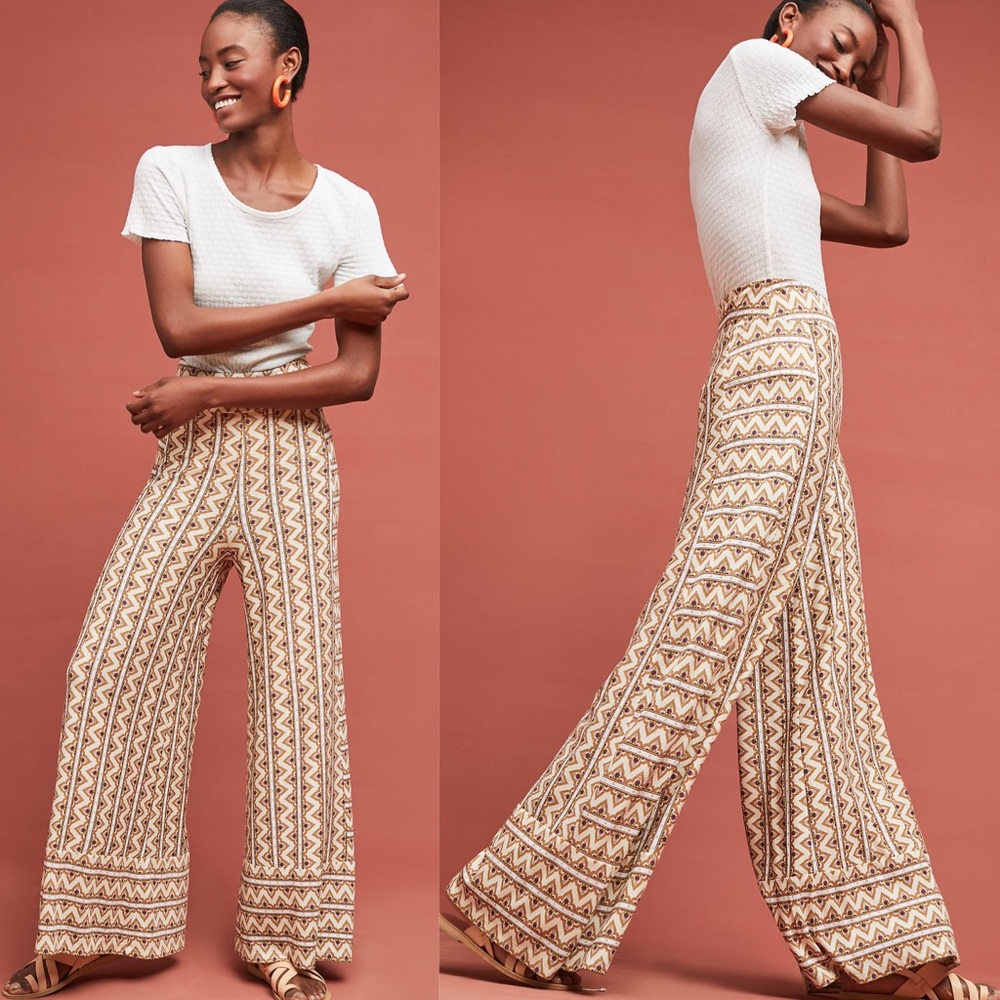 NEW Anthropologie Farm Rio Striped Wide Leg Pants